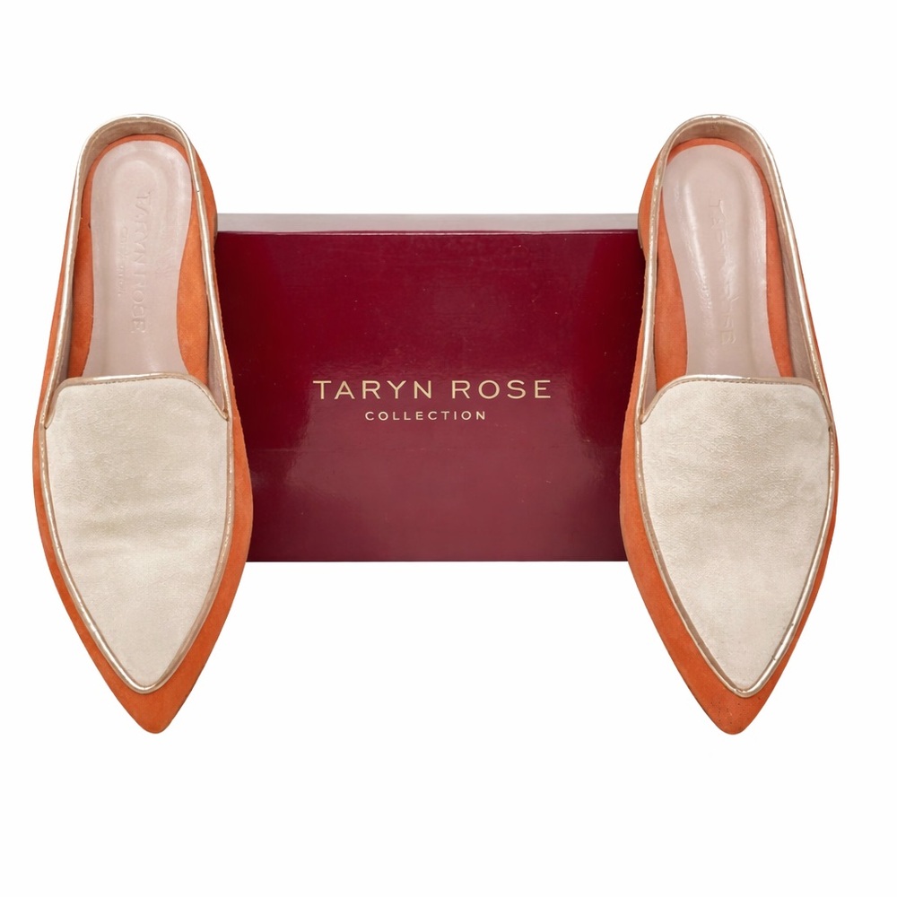 TARYN ROSE Renatta Suede Wedge Pointed Toe Mules! - Picture 2 of 5